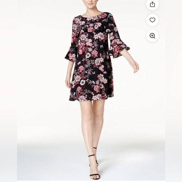 Jessica Howard Women’s Black Maroon Floral Sheath Dress Size 6 Lined Above Knee - Picture 2 of 7